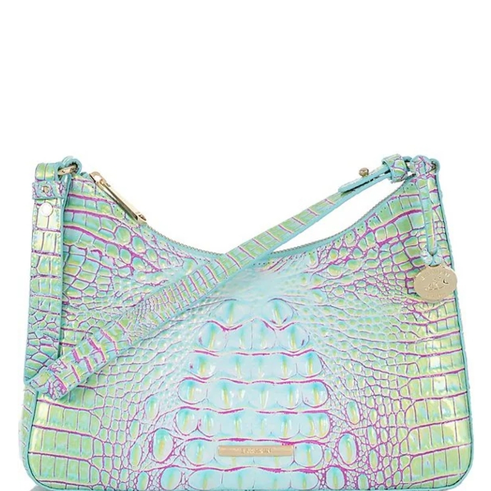 Brahmin Iridescent Shoulder Bag in Blue and Purple